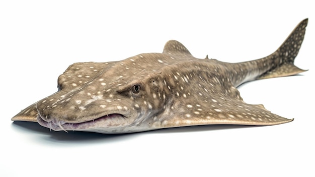 Photo a stingray with white spots and a black face is on a white background.