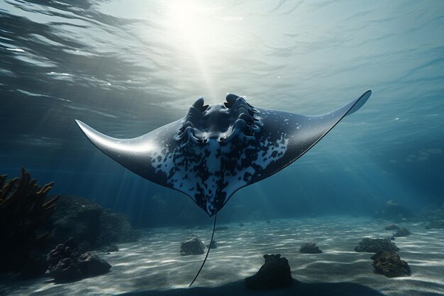 Photo stingrays gliding gracefully