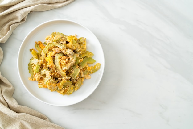 Stir Fried Bitter Gourd with Egg on plate