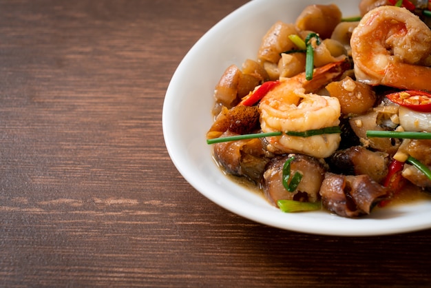 Stir-Fried Braised Sea Cucumber with Shrimps - Asian food style