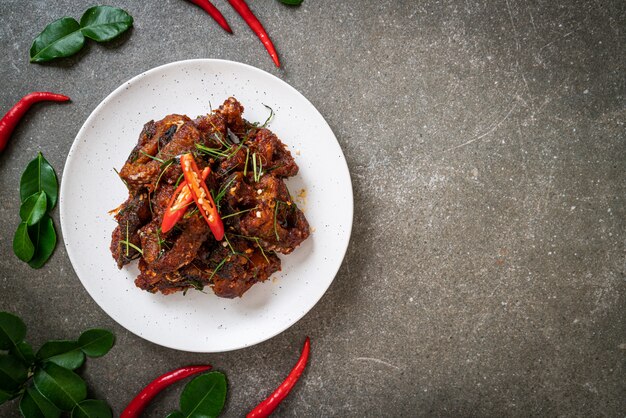 Photo stir fried catfish with chili paste