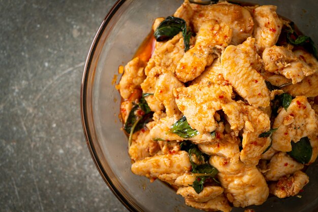 Stir Fried Chicken with Chili Paste or Chilli Paste - Asian food style