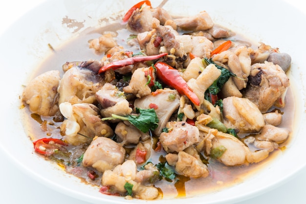 Stir Fried Chicken with Holy Basil, Thai Spicy Food