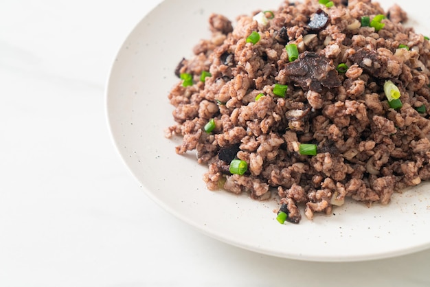 Stir-fried Chinese Olives with Minced Pork - Asian food style