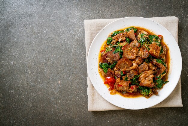 stir-fried crispy pork belly and basil