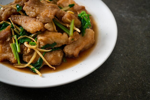 Stir Fried Fish with Chinese Celery - Asian food style