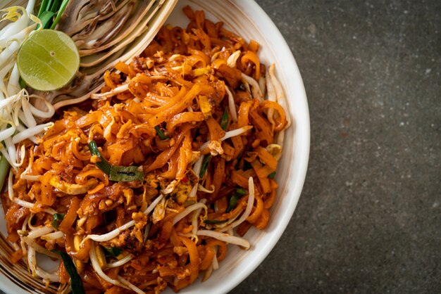 stir-fried noodle with tofu and sprouts or Pad Thai - Asian food style