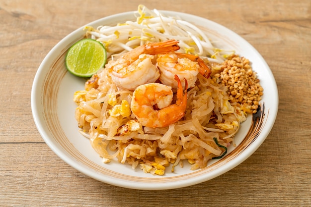 stir-fried noodles with shrimp and sprouts or Pad Thai - Asian food style