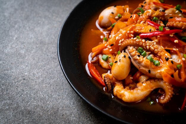 Stir-Fried octopus or squid with Korean spicy paste (osam bulgogi)