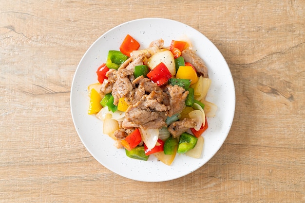 Stir Fried Pork with Black Pepper on plate