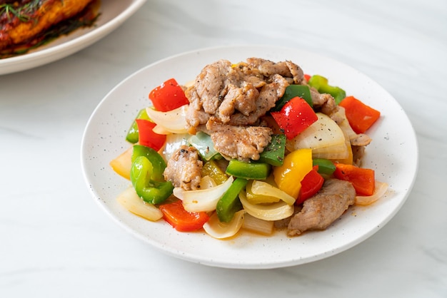 Stir Fried Pork with Black Pepper on plate