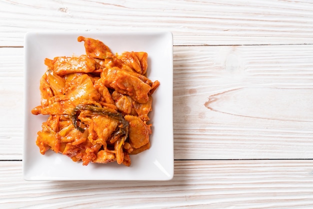 stir-fried pork with kimchi - korean food style