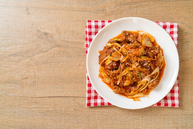 stir-fried pork with Korean spicy paste and kimchi - Korean food style