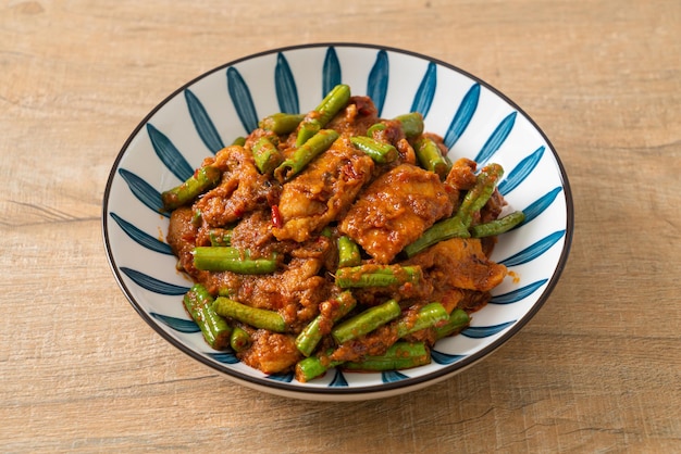 Stir fried pork with red curry paste - Thai food style