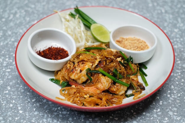 Stir fried prawn noodle in thai style