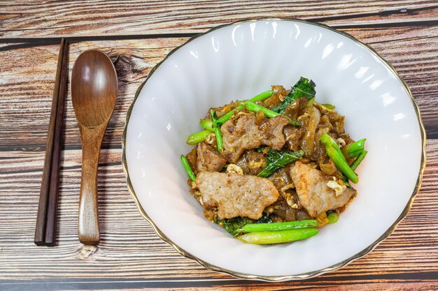 Stir fried rice noodles with soy sauce Thai food Pad See Ew