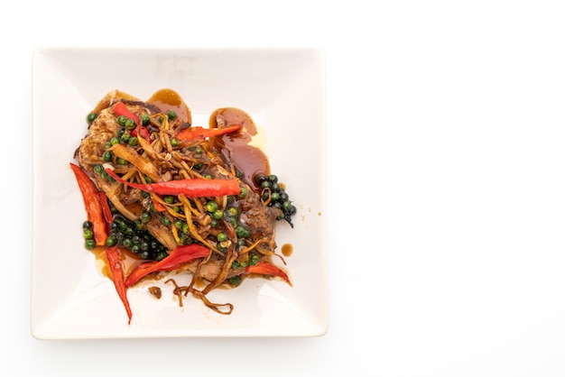 stir-fried spicy and herb with grouper fish fillet 