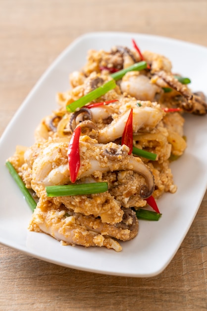 Stir Fried Squid or Octopus with Salted Eggs