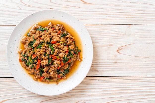 Stir fried Thai basil with minced pork