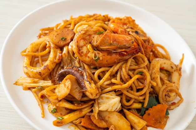 stir fried Tom Yum seafood dried spaghetti - Fusion food style