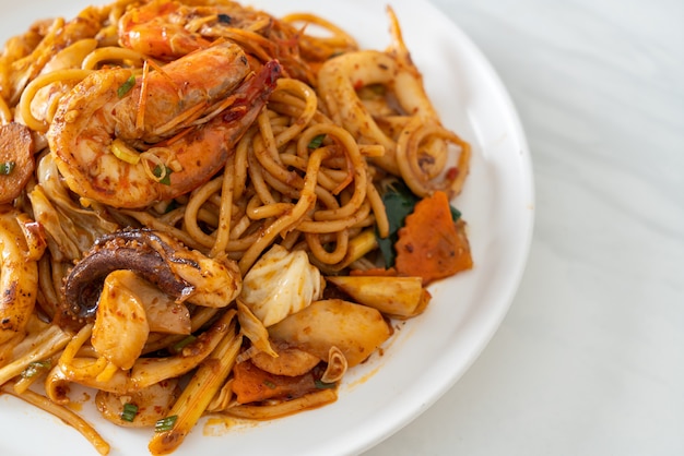 stir fried Tom Yum seafood dried spaghetti - Fusion food style