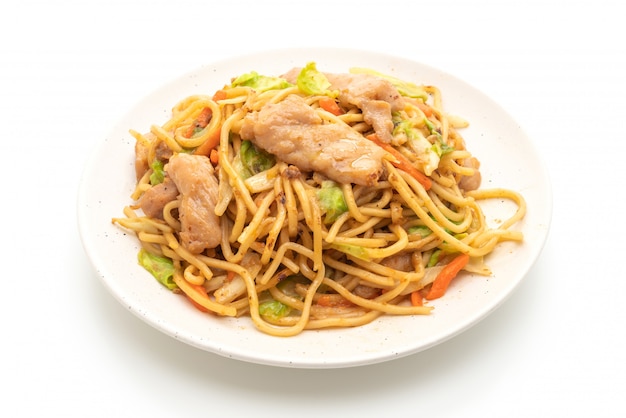 stir-fried yakisoba noodle with pork