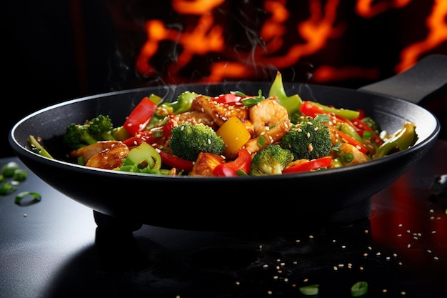 Stir fry served in a modern bowl with a splash of color