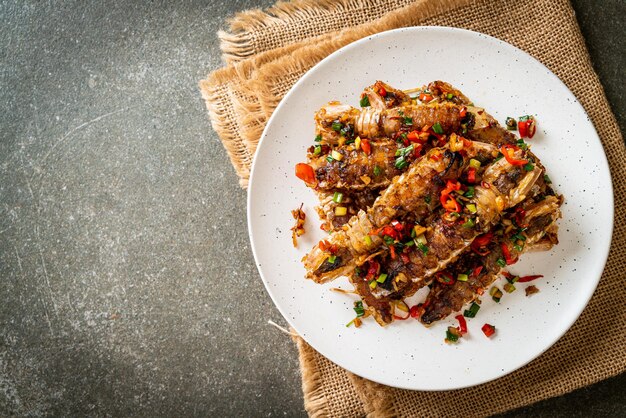 Stirfried Mantis Shrimp or Crayfish with Chilli and Salt