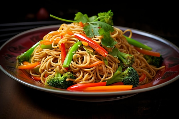 StirFried Noodles with Vegetables Prepared by a Professional Chef Generative Ai