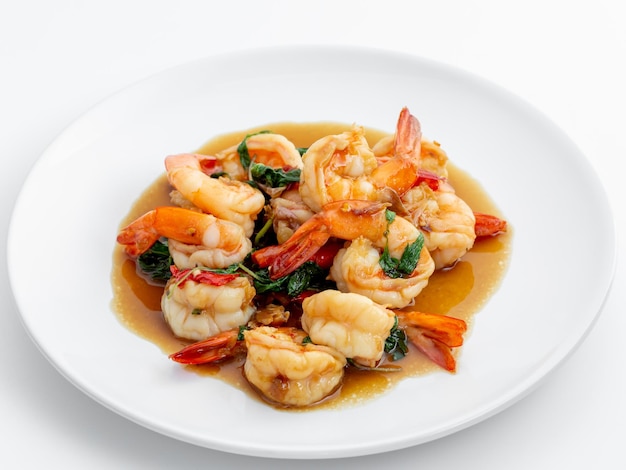 stirfried shrimp with basil thai food