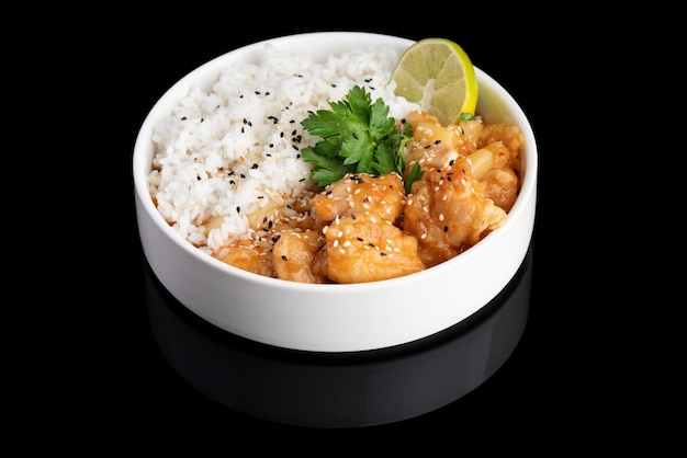 Stirfried shrimps with garlic and shrimps paste with rice