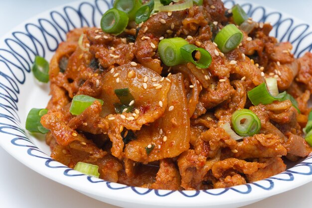 Stirfried Spicy Pork Chops on a Plate