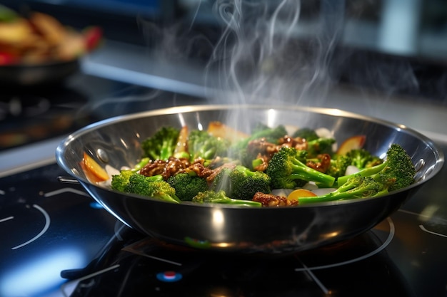 Stirfry being cooked in a Thai street food market