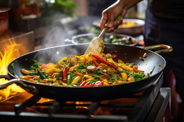 Stirfry being enjoyed as part of a multicourse tasting menu