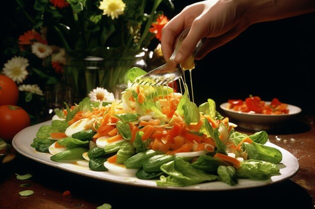 Photo stirfry being plated on a bed of couscous for a mediterranean touch