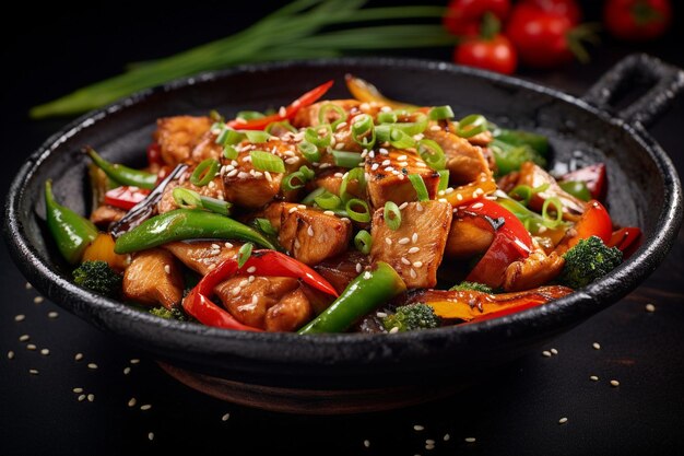 Stirfry being served on a bed of steamed rice