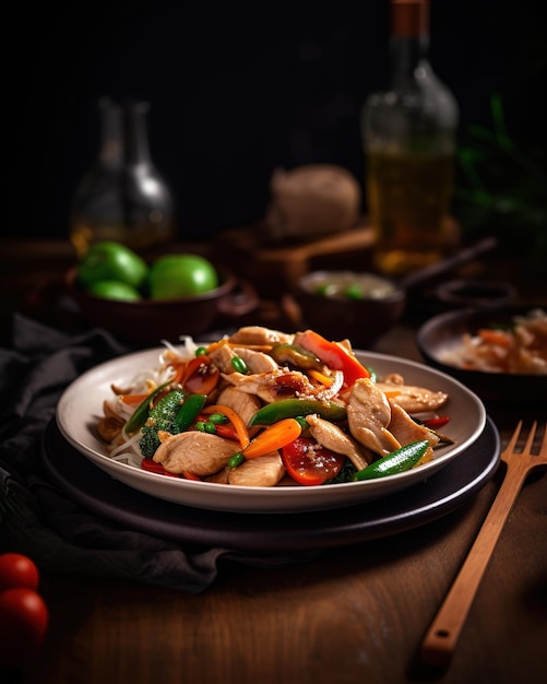 Stirfry chicken with vegetables