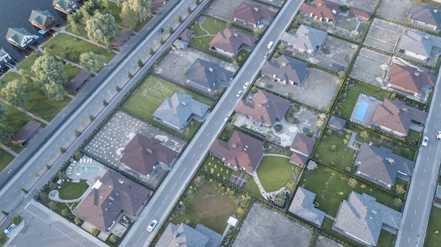 Stock aerial image of a residential neighborhood