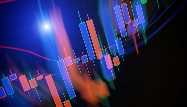 Concetto di analisi del mercato azionario o aziendale sfondo del mercato azionario o finanziario aziendale grafico commerciale su stock