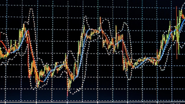 写真 証券取引所チャートグラフ金融事業背景