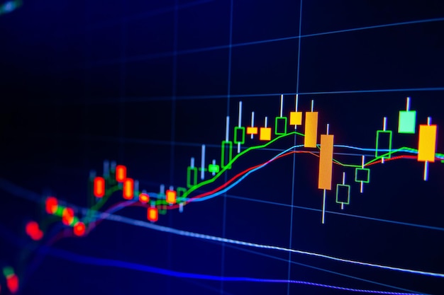 Foto grafico di borsa su schermo led per il concetto di business