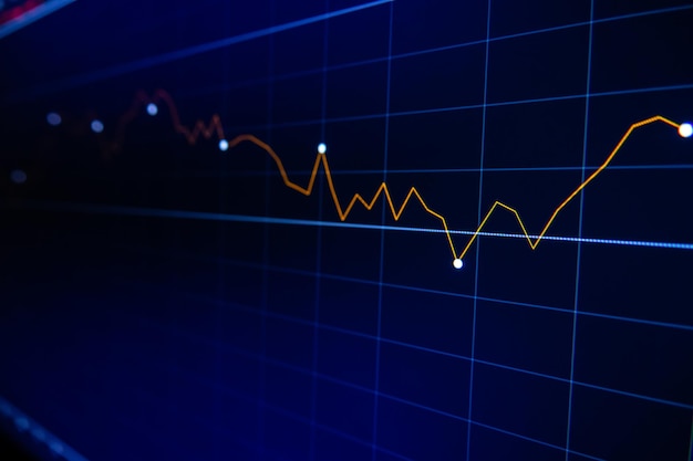 Foto grafico di borsa su schermo led per il concetto di business