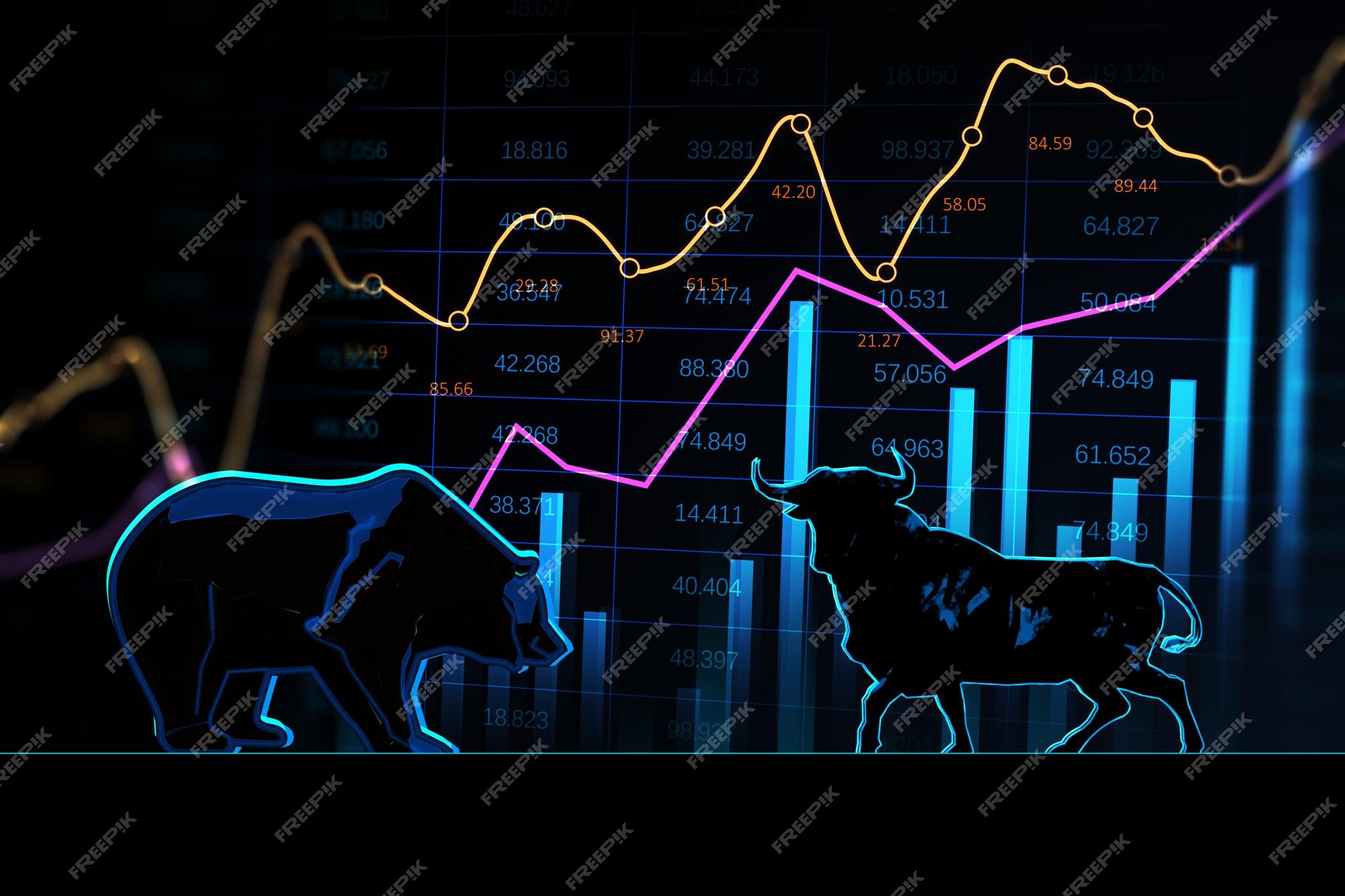 Premium Photo Stock exchange trading concept the bulls and bears