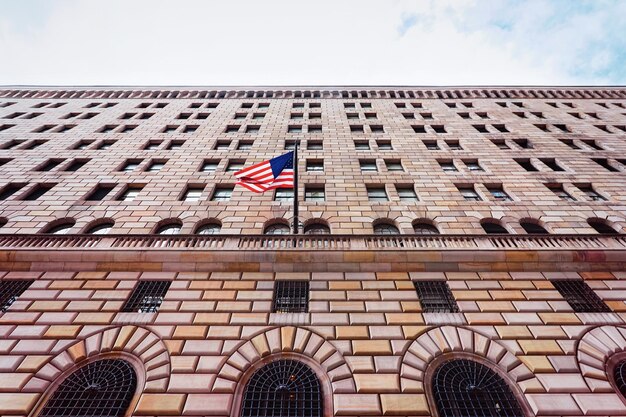 Photo stock exchange in wall street of lower manhattan, new york, usa