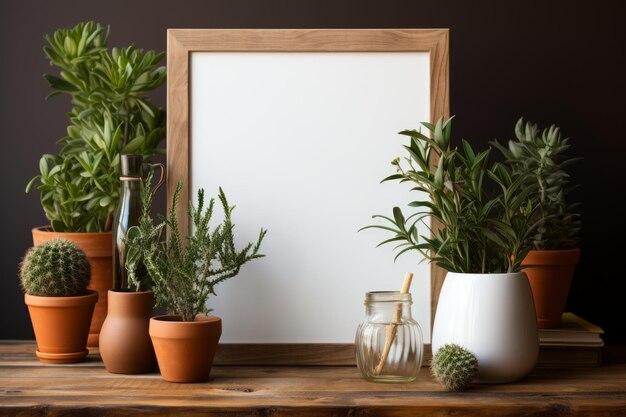 Foto stock foto van een keuken met een leeg frame voor een mockup