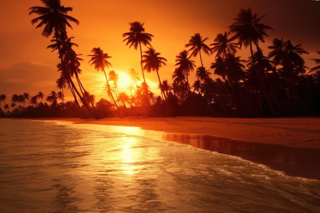 stock foto van Een prachtig strand met kokospalmen Generatieve AI