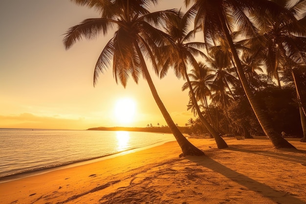 stock foto van Een prachtig strand met kokospalmen Generatieve AI