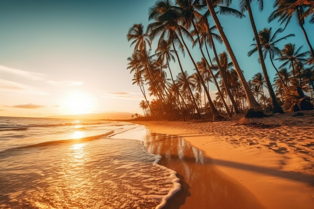 stock foto van Een prachtig strand met kokospalmen Generatieve AI