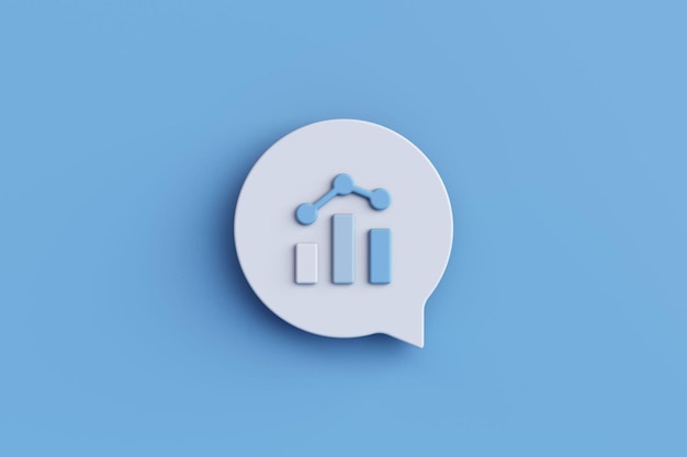 Stock graph 3d icon with speech bubble