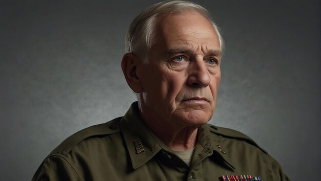 Stock Image of Elderly Caucasian Male Soldier Reflecting